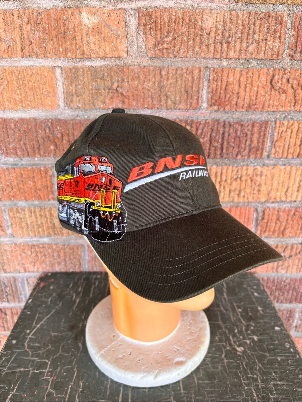 VTG BNSF Railway Slideback Hat Cap Green One Size Adjustable Embroidered Train